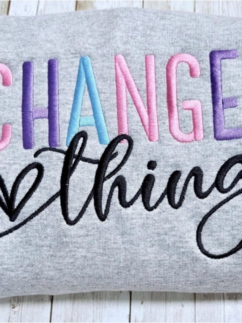 Girls' Gray Embroidered 'Change' Graphic Top - Multicolor Lettering